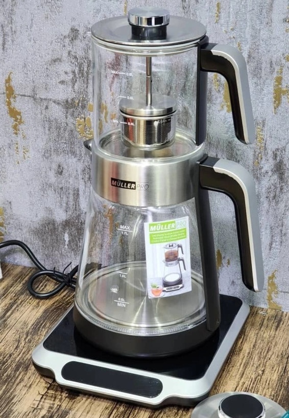 چای ساز مولر پرو مدل mp_2288 با کتری پیرکس ۱.۷ لیتری