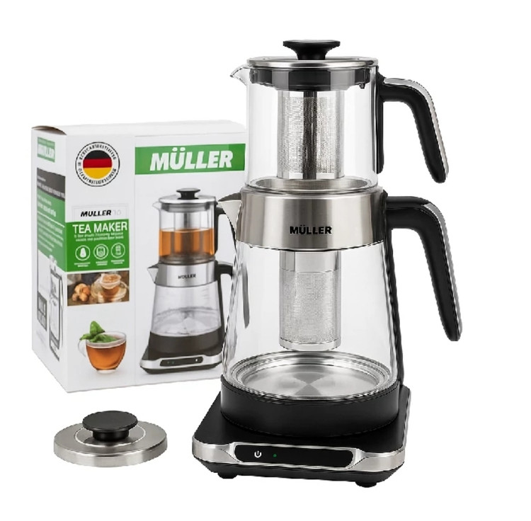 چای ساز مولر پرو مدل mp_2288 با کتری پیرکس ۱.۷ لیتری